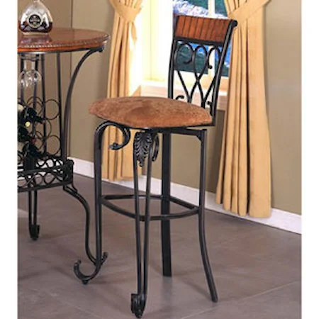 Upholstered Seat Metal Bar Stool with Scrolled Feet